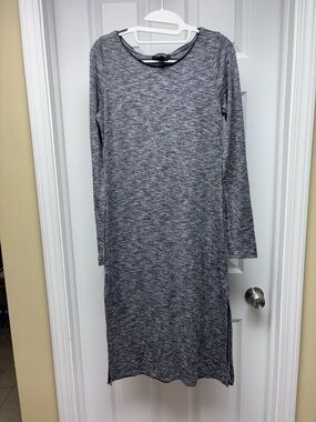 White House Black Market Gray Knit Midi Dress Size S Long Sleeve